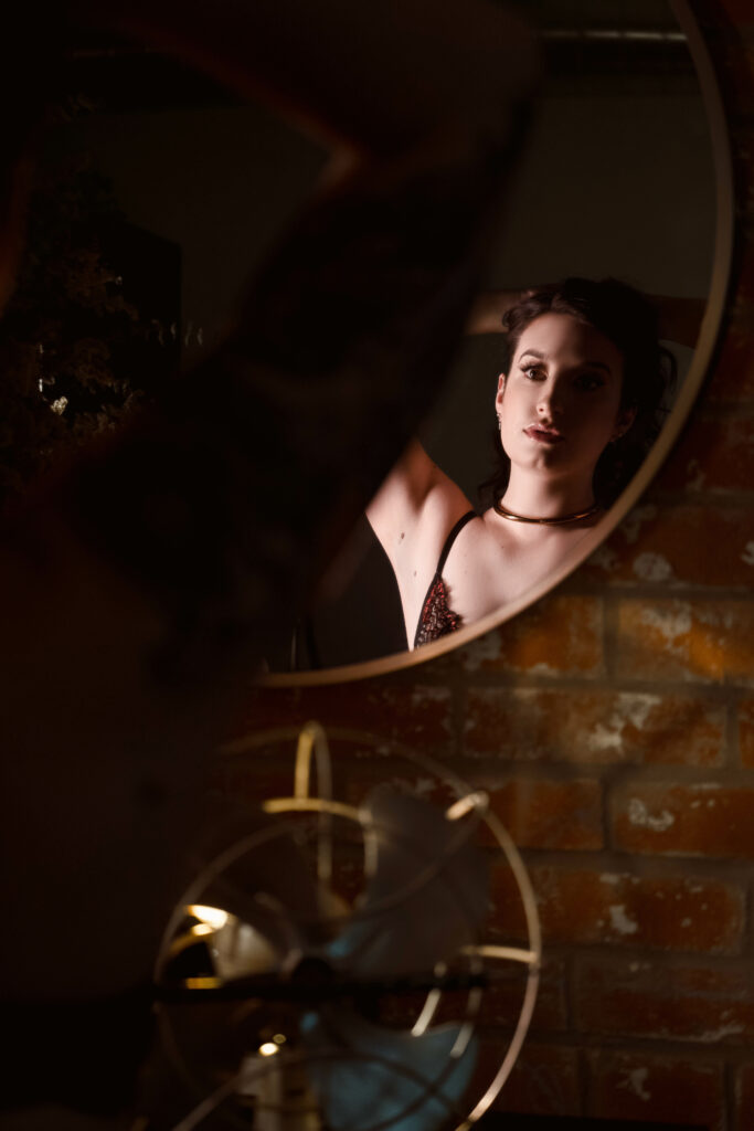 woman in mirror boudoir