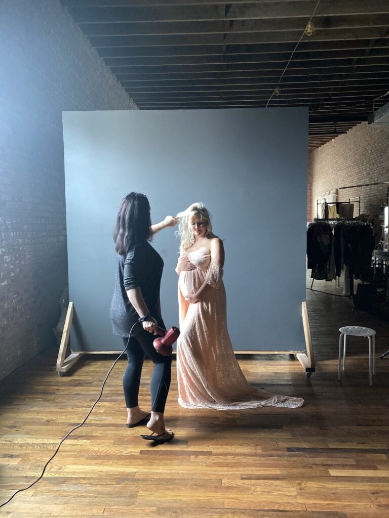 boudoir photoshoot for maternity behind-the-scenes prep